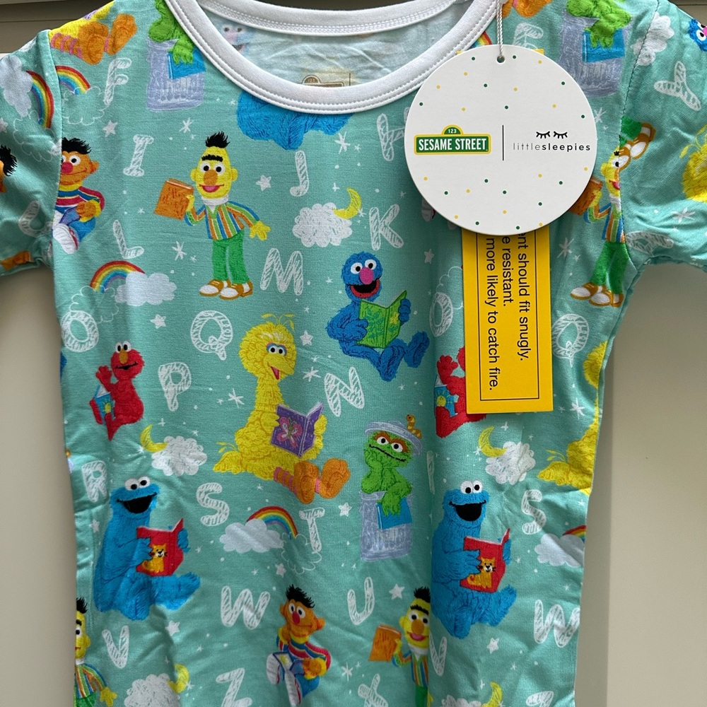 Little Sleepies Sesame Street Aqua Pajama Set
